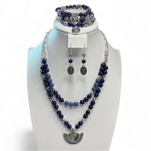 NIB Blue Tribal Beaded Necklace Bracelet & Earring Set – Avon Statement Jewelry